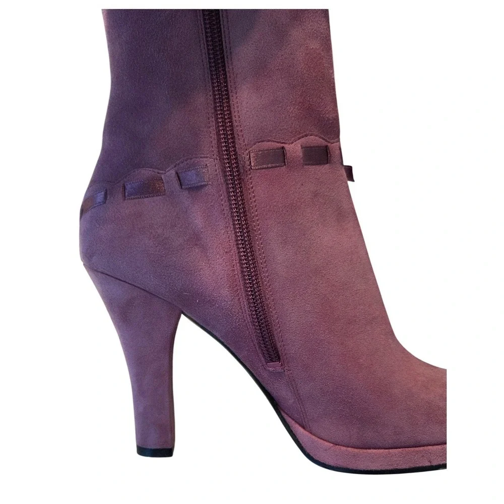 Guess‎ Dora Ankle Boots Pink Suede Bow Detail Block Heel Women's Size 8M